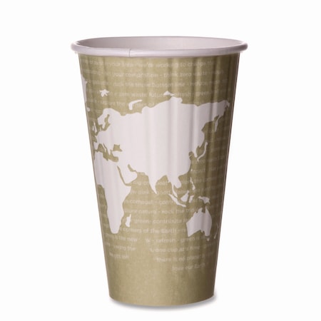 Eco-Products World Art Renewable and Compostable Insulated Hot Cups, 16 oz, Brown/White, PK600 EP-BNHC16-WD